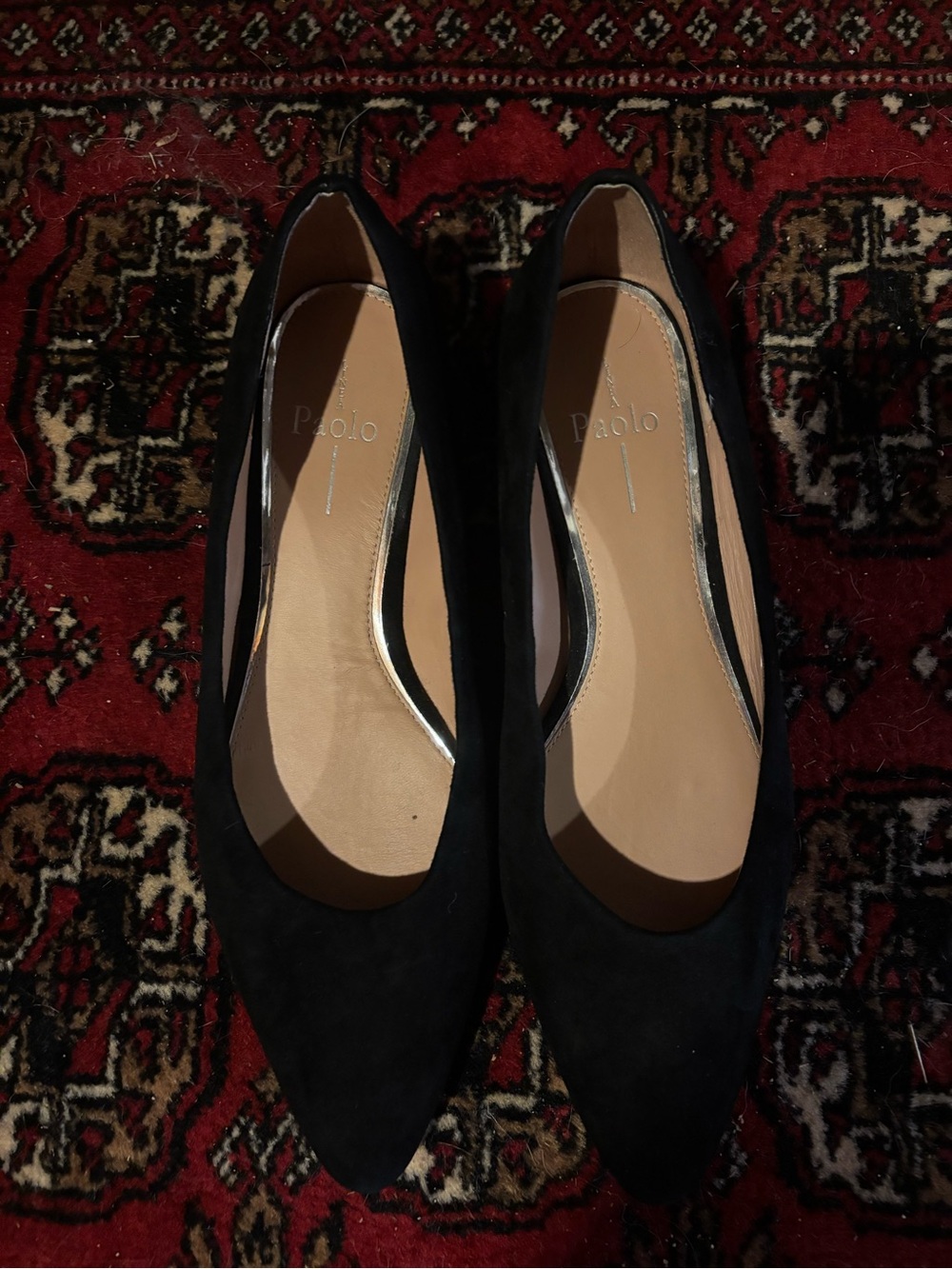 Paolo Black Suede Pointed Toe Flats